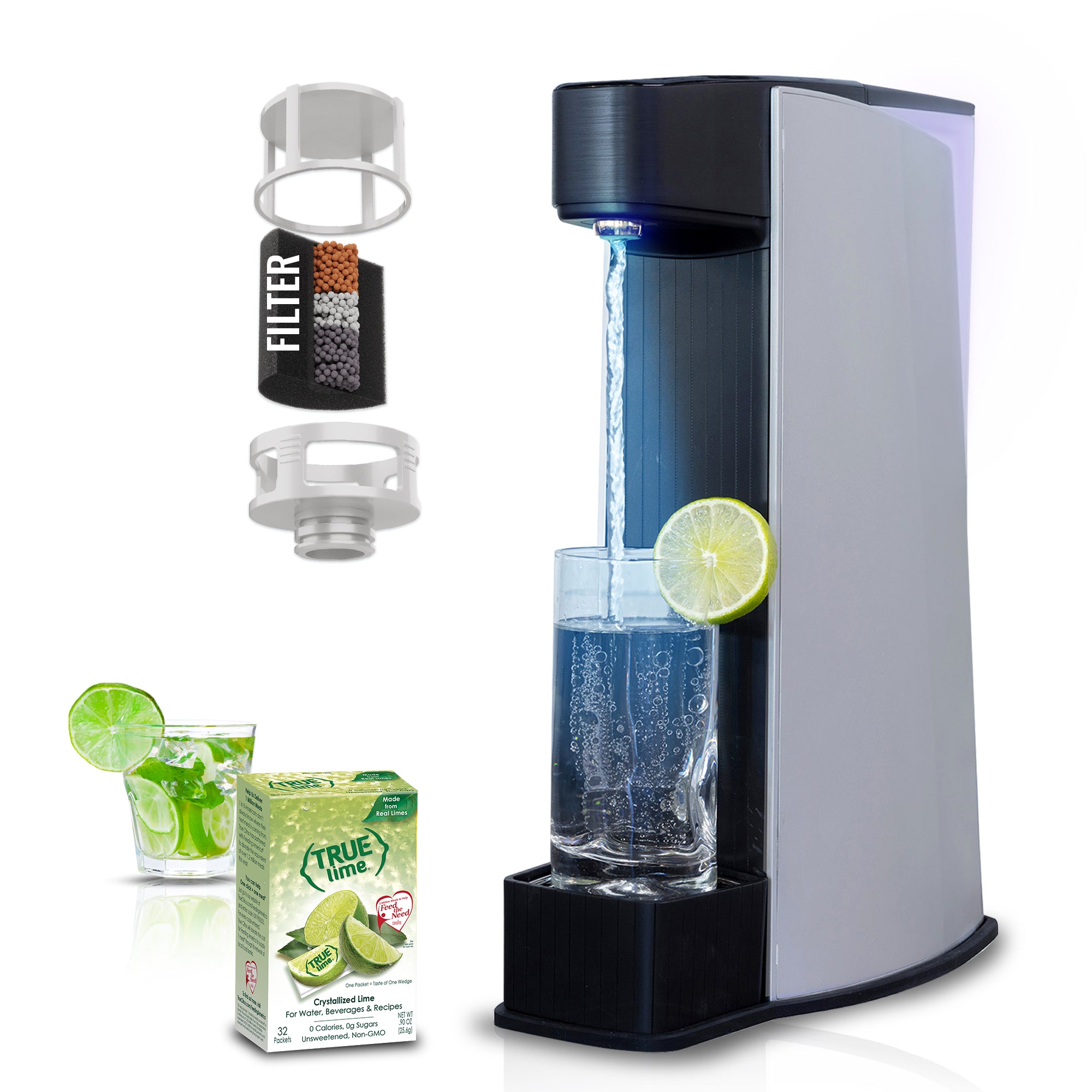 Carbon8 - One Touch Sparkling Water Maker + Filter & Lemon8