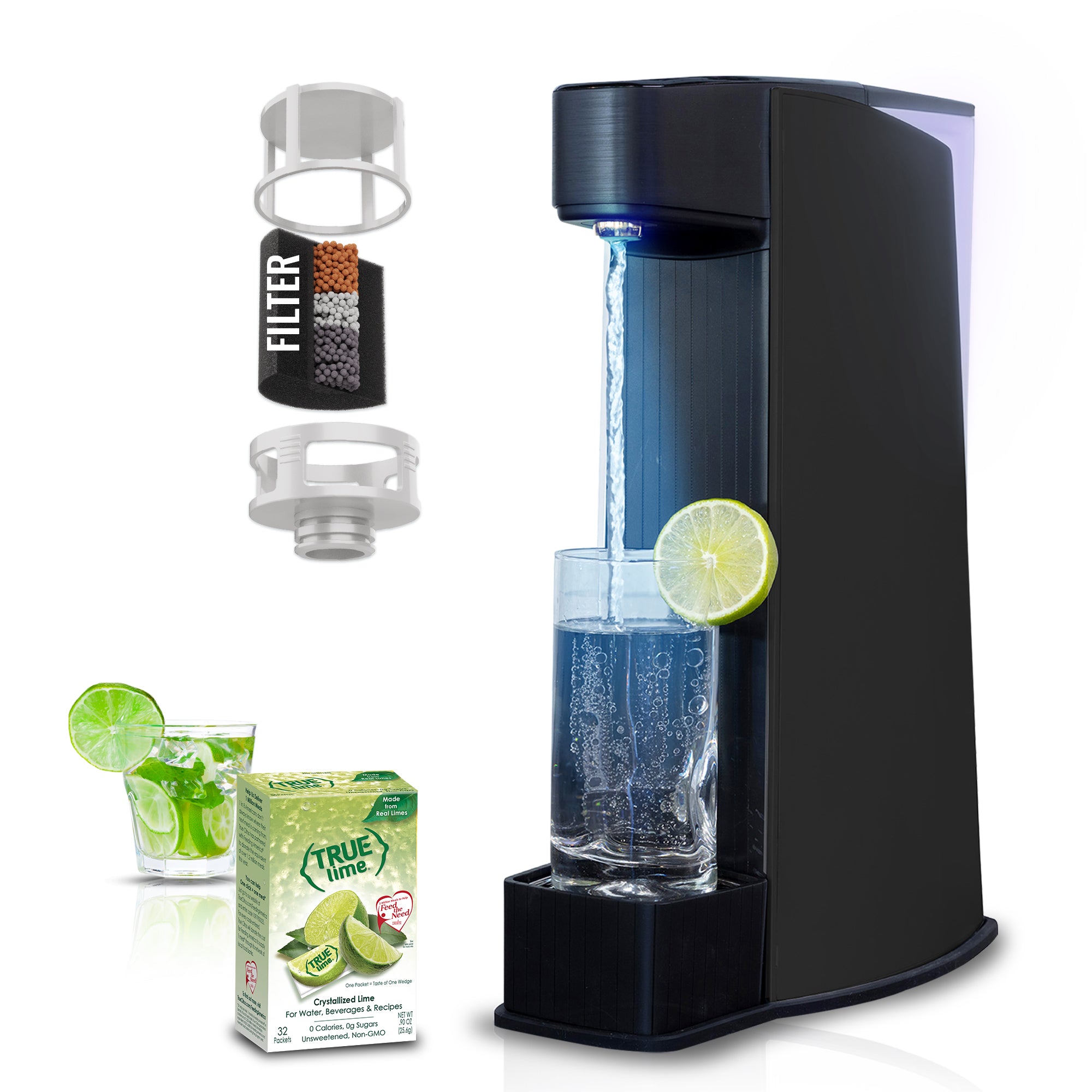 Carbon8 - One Touch Sparkling Water Maker + Filter & Lemon8