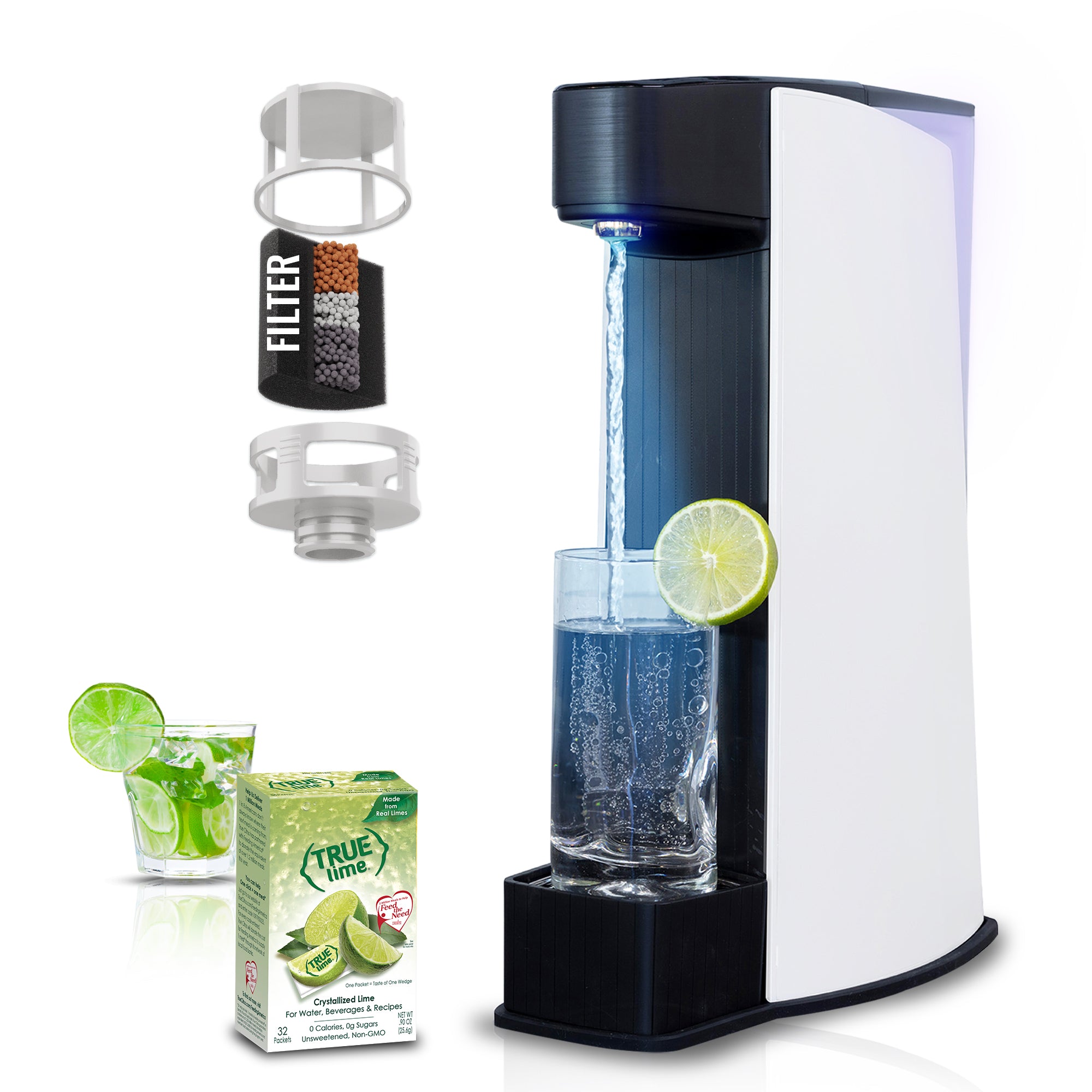 Carbon8 - One Touch Sparkling Water Maker + Filter & Lemon8