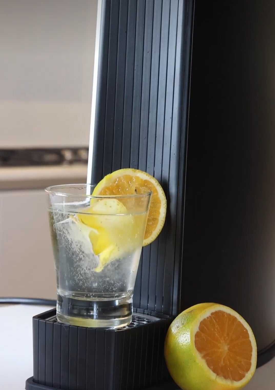 Refreshing cold sparkling water