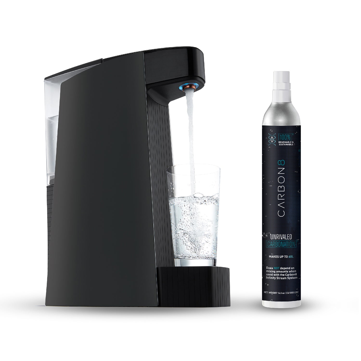Carbon8 Kit - One Touch Sparkling Water Maker + Filter & Lemon8 + Co2 Cylinder