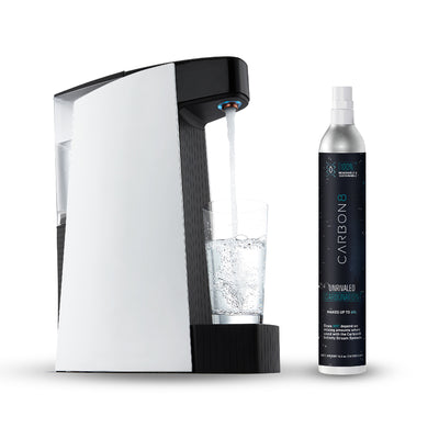 Carbon8 Kit - One Touch Sparkling Water Maker + Filter & Lemon8 + Co2 Cylinder - White